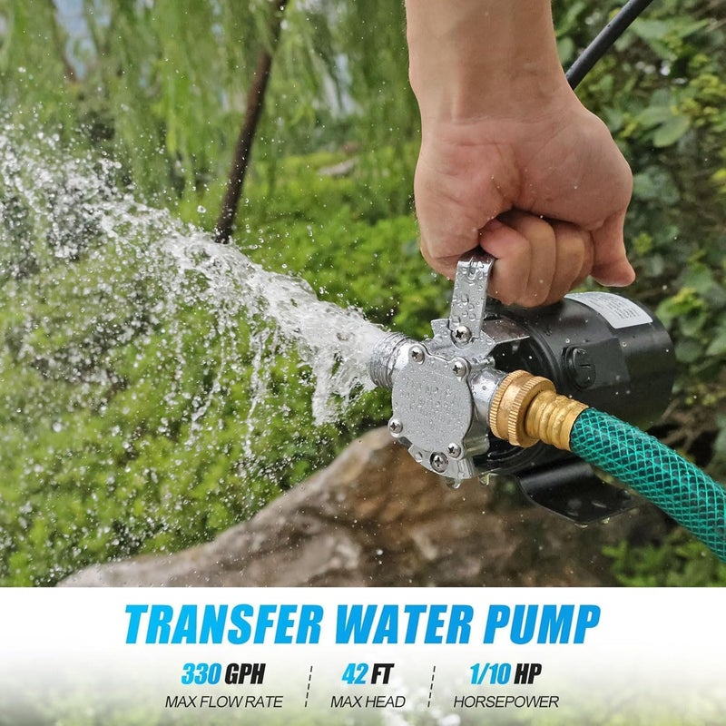 FIDISP Water Transfer Pump, 115V 1/10HP Electric Utility Pump with On/Off Switch 1 * 6ft Water Hoses Kit for Removing Water from Garden Pools Aquariums Hot Tub Draining 1/8’’ Low Suction - Image 4